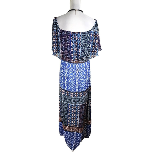 Chico's ~Size 0 (S)~ Blue Multi Maxi Pleasant Dress Off-shoulders NWT $139.00 - Picture 11 of 12